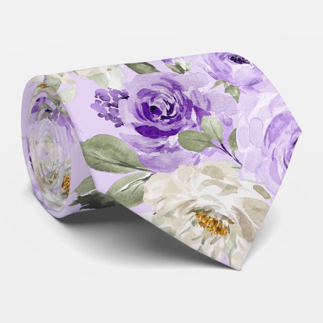 Cravate PixDezines H2 Violet violet Roses (Roulé)