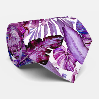 Cravate PixDezines Jungle Hawaïen Merlot Feuillage Violet