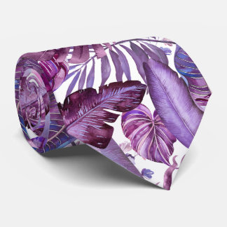 Cravate PixDezines Jungle Hawaïen Merlot Feuillage Violet