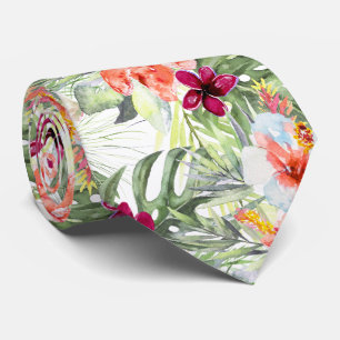 Cravate PixDezines Paradis Tropical Floral Foliage