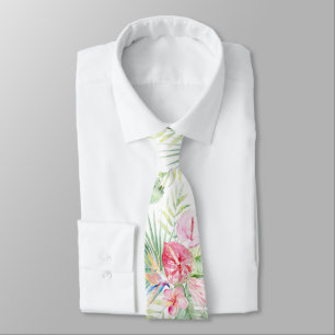Cravate PixDezines Paradis Tropical Pastel Floral Foliage