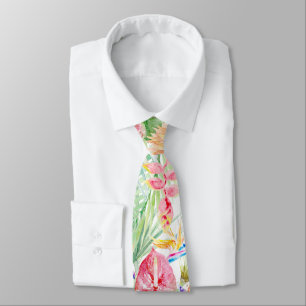 Cravate PixDezines Paradis Tropical Pastel Floral Foliage