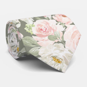 Cravate PixDezines Roses aquarelles rose blush DIY Bckgrnd