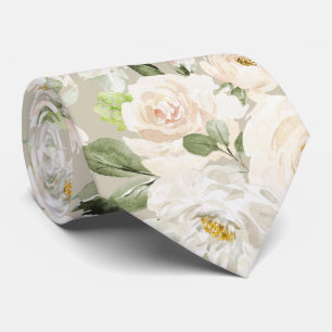 Cravate PixDezines Roses Crème Alabastre Aquarelle
