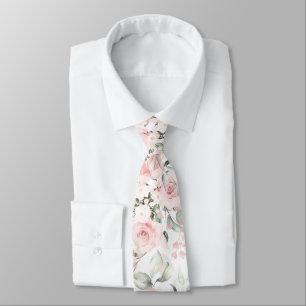 Cravate PixDezines Roses en aquarelle rose blush