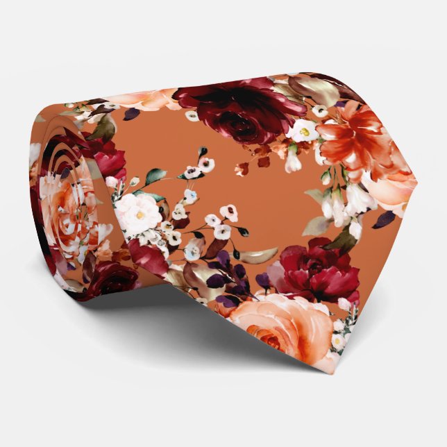 Cravate PixDezines Roses et Pivoines d'automne DIY Fond (Roulé)