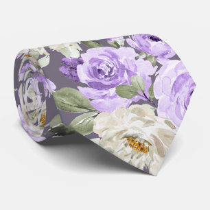 Cravate PixDezines Roses lilas violettes aquarelle