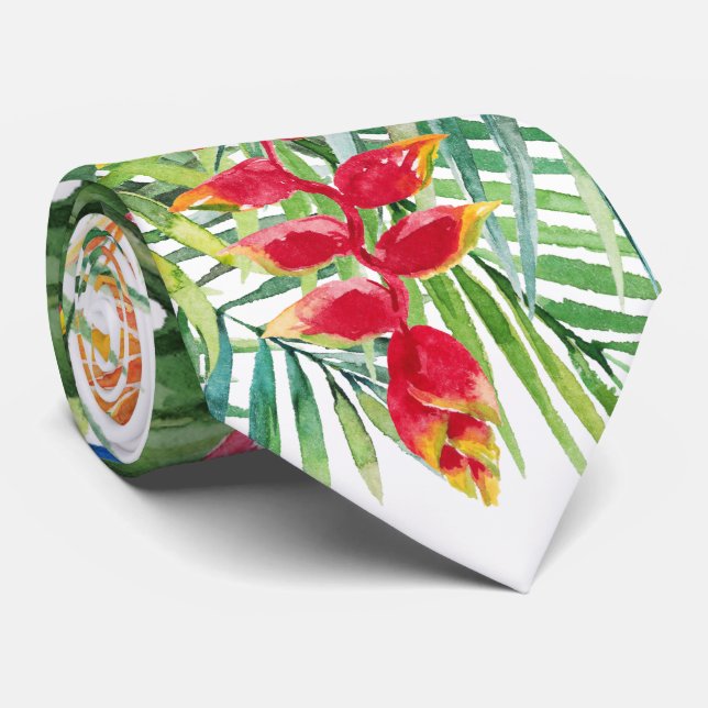 Cravate PixDezines Tropical Paradise Floral Foliage (Roulé)