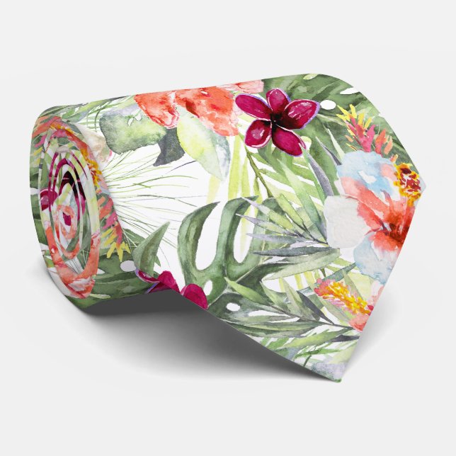 Cravate PixDezines Tropical Paradise Floral Foliage (Roulé)