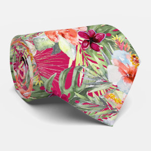 Cravate PixDezines Tropical Paradise Floral Foliage