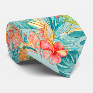 Cravate PixDezines Vintage Lush H2 Hawaii Floral Foliage