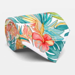 Cravate PixDezines Vintage Lush H2 Hawaii Floral Foliage