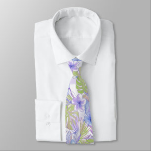 Cravate PixDezines Vintage Pastel H2 Hawaï Floral Foliage
