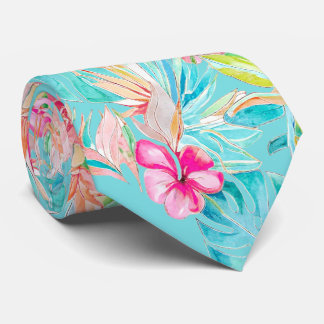 Cravate PixDezines Vintage Pastel H2 Hawaii Floral Foliage