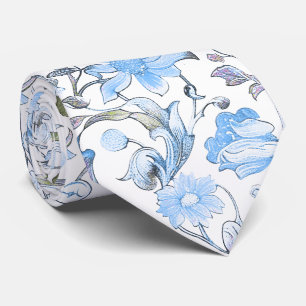 Cravate PixDezines William Morris Bleu de Centaurée DIY