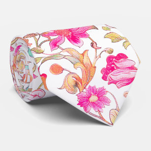 Cravate PixDezines William Morris Rose Bleu