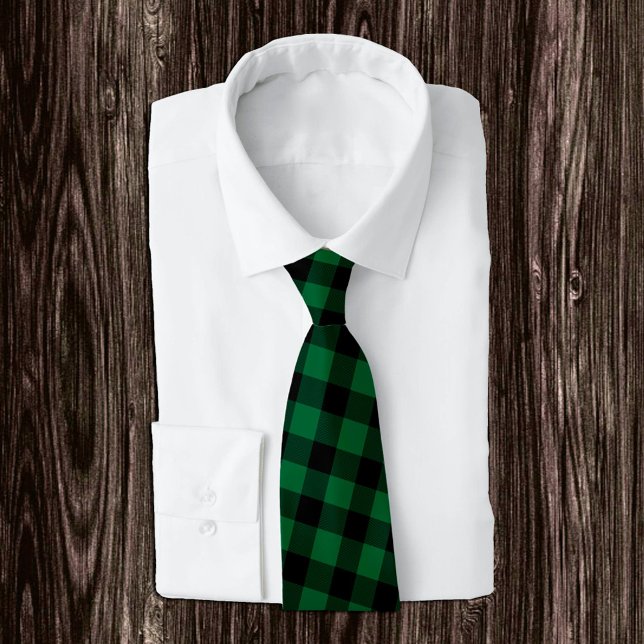 Cravate Plaid Buffalo vert et noir, rustique (Créateur téléchargé)