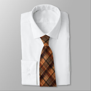 Cravate Plaid écossais écossais tartan brun orange noir 