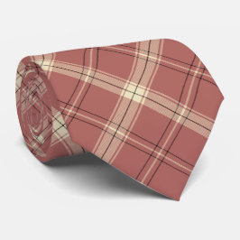 Cravate Plaid élégant rose noir et beige