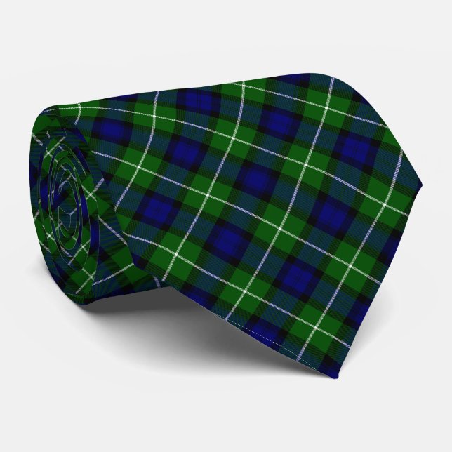 Cravate Plaid vert bleu Lamont tartan (Roulé)