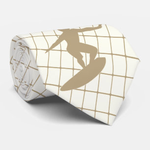 Cravate Planche de surf Surf sur Tan Check Necktie