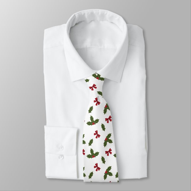 Cravate Plante Holly Commun Et Motif Red Bows (Attaché)