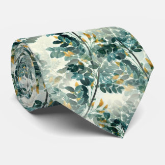 Cravate Plante vintage jaune feuille florale