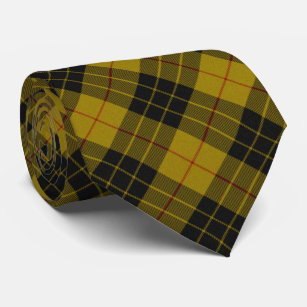Cravate Plaque noire jaune tartan MacLeod