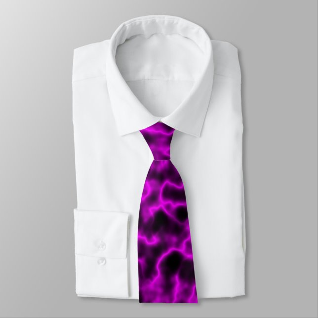 Cravate Plasma rose chaud sur noir (Attaché)