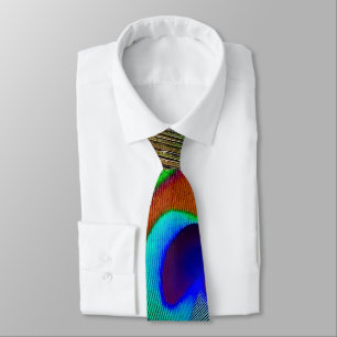 Cravate Plume de paon cuivré vibrant