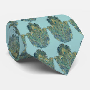 Cravate Plume de paon Hamsa