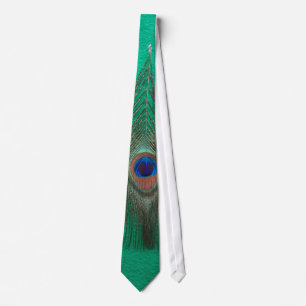 Cravate Plume de paon sur le vert
