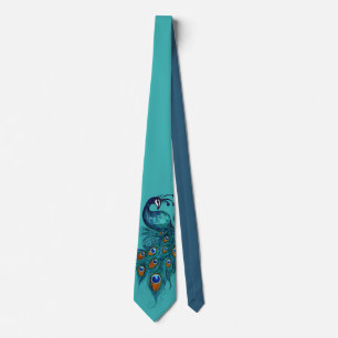 Cravate Plumes de paon sarcelle Paons
