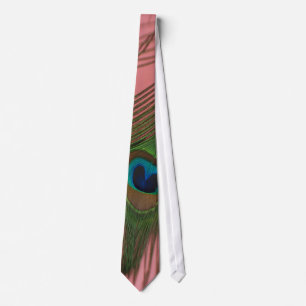 Cravate Plumes de paon simple avec rose