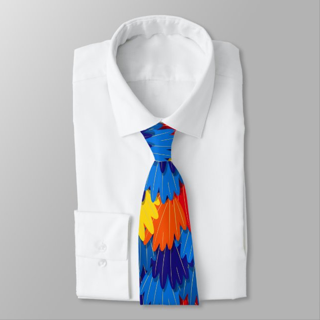 Cravate Plumes de perroquet Macaw Scarlet colorées (Attaché)