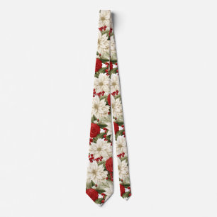 Cravate Poinsettia de Noël – Conception florale des Fêtes