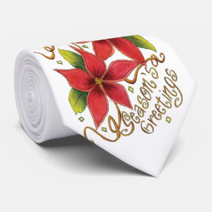 Cravate Poinsettias de Bonnes Fêtes
