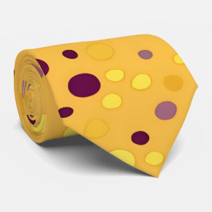 Cravate Point Polka Abstrait jaune doré et prune violette