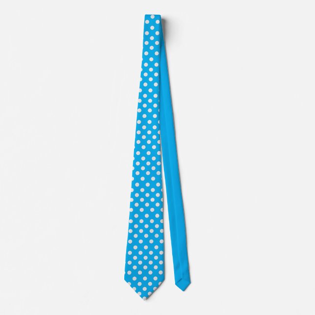 Cravate Points blancs et bleu clair (Devant)