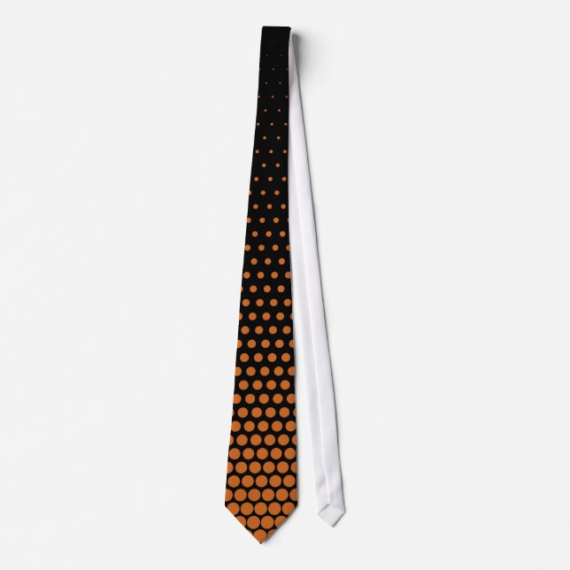 Cravate Points de technologie orange moderne noir (Devant)