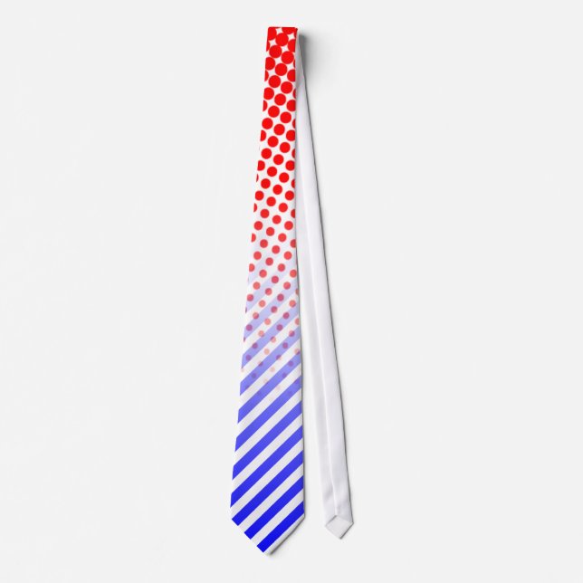 Cravate Points et bandes rouges et bleus (Devant)