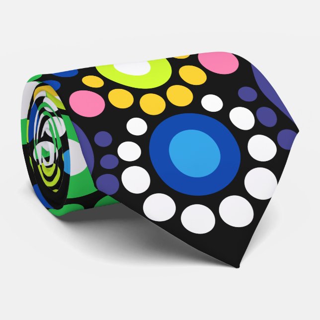 Cravate Points Hippie Retro Mandala Floral Dotés (Roulé)