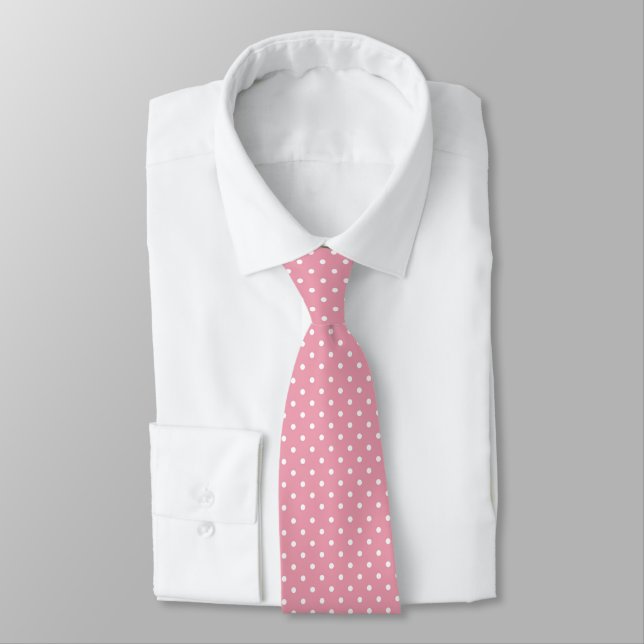Cravate Points polka sur rose (Attaché)