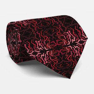Cravate Points roses et rouges et motif de gribouillis sur