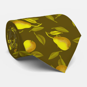 Cravate Poire jaune sur arrière - plan vert foncé  