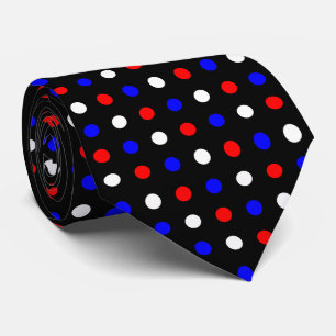 Cravate Pois blanc et bleu rouge sur le noir