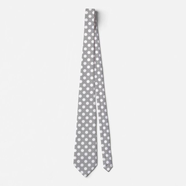 Cravate Pois blancs sur gris (Devant)