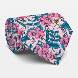 Cravate Pois doux et bourdons, rose et bleu