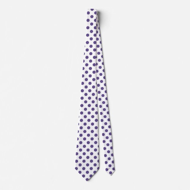 Cravate Pois ultra violets sur blanc (Devant)