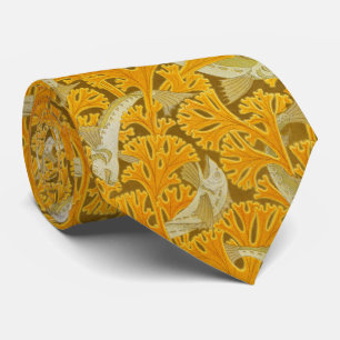 Cravate POISSON, ALGUES JAUNES Art Nouveau Motif animal
